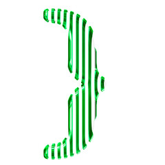 White symbol with green vertical ultra thin straps