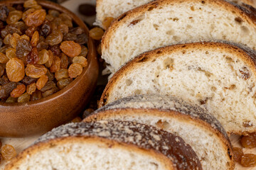 fresh and sweet wheat bun with raisins