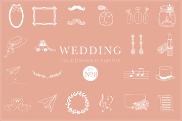 Wedding Elements Collection, Wedding Set, Drawings, Doodles, Illustrations, Decoration, Decorative, Design elements