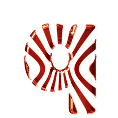 White symbol with red thin vertical straps. letter q