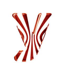 White symbol with red thin vertical straps. letter y