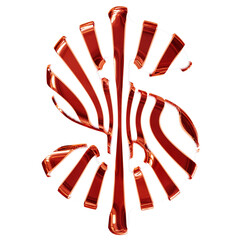 White symbol with red thin vertical straps