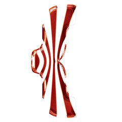 White symbol with red thin vertical straps