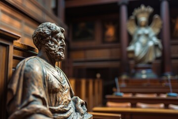 Statue of Man Sitting in Church