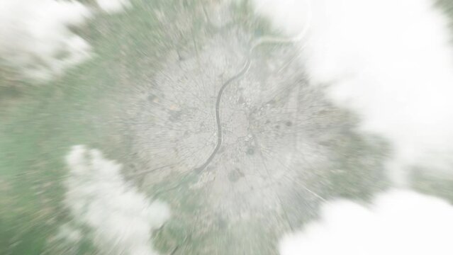 Earth zoom in from space to Ahmedabad, India. Followed by zoom out through clouds and atmosphere into space. Satellite view. Travel intro. Images from NASA