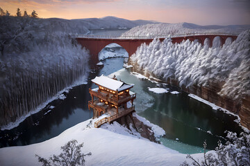 A world covered in snow. Generative AI.