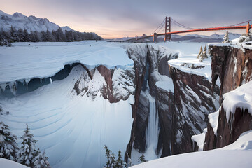 World covered in snow. Generative AI.