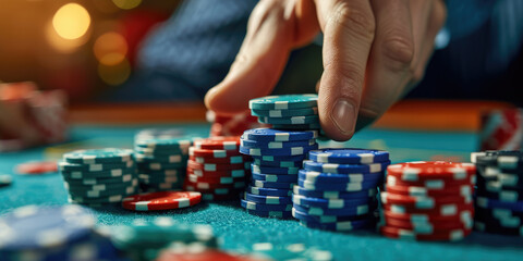 Naklejka premium close-up of a man who plays poker 