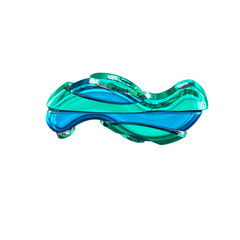 Blue 3d symbol with turquoise horizontal thin straps