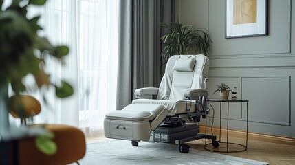 Modern Medical Recliner Chair in Elegant Interior - obrazy, fototapety, plakaty