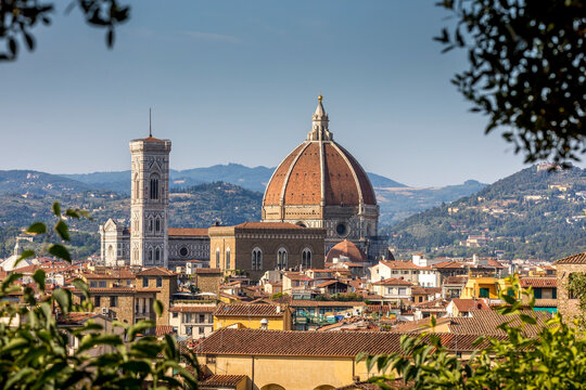 Florence, Italy - July 16, 2023: Duomo,  Santa Maria del Fiore cathedral in Florence, Italy