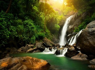 Waterfall in the middle of the jungle
