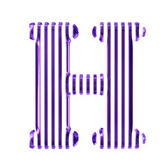 White symbol with purple vertical ultra thin straps. letter h