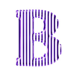 White symbol with purple vertical ultra thin straps. letter b