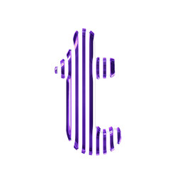 White symbol with purple vertical ultra thin straps. letter t