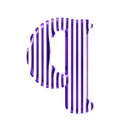 White symbol with purple vertical ultra thin straps. letter q