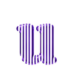 White symbol with purple vertical ultra thin straps. letter u