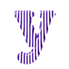 White symbol with purple vertical ultra thin straps. letter y