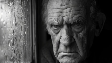 Black and white portrait of an elderly man