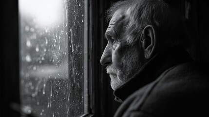 Black and white portrait of an elderly man