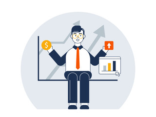 Flat vector design of statistics and data analysis. Modern flat design illustration of data analysis. Vector illustration of analysis.