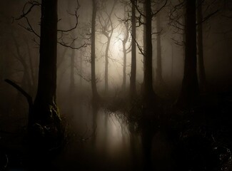 Obraz premium Dark foggy forest