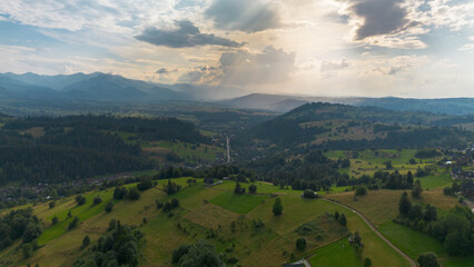 View towards the Tatra Mountains, Poland.