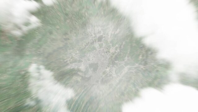 Earth zoom in from space to Zunyi, China. Followed by zoom out through clouds and atmosphere into space. Satellite view. Travel intro. Images from NASA