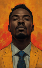 Fototapeta premium handsome black man, suit and tie, chin up