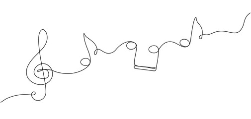 Continuous line violin key icon. Concept of abstract lines of musical notes in simple linear style. Editable stroke. Vector illustration