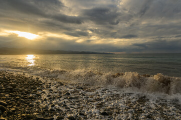 view of the sea and mountains at sunset in Cyprus 8