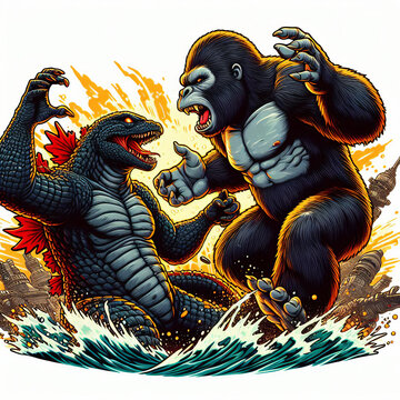 Godzilla vs King Kong illustration