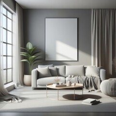 Serenity in Simplicity, Soft Grays and Whites Dominate the Minimalist Living Room