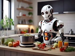 Roboter kocht Essen in der Küche