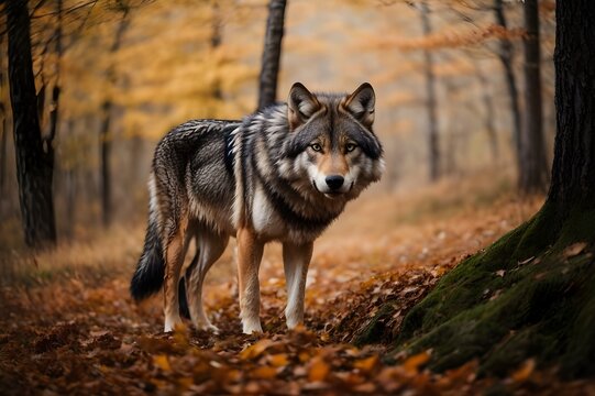 Capturing the Majesty of Wild Wolves in AutumnImmerse yourself in the breathtaking beauty of wild wolves in their natural habitat with our exceptional collection of autumn-themed stock images on Adobe