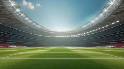 green soccer field under the glow of spotlights, the background of the winners
