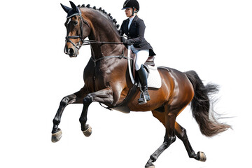 Equestrian sport - dressage (isolated on white)
