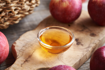 Apple cider vinegar in a glass bowl
