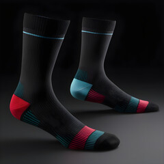 socks template for graphic design. Black Socks With Red and Blue Stripes