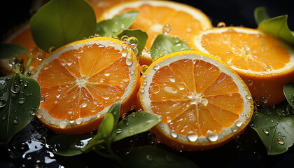 Freshness and nature in a juicy, ripe, citrus fruit slice generated by AI
