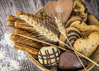 Pastry, delicious cookies. Floury, spike concept photo.