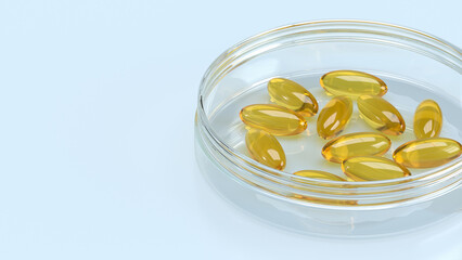 The oil pill for vitamin or healthy concept 3d rendering.