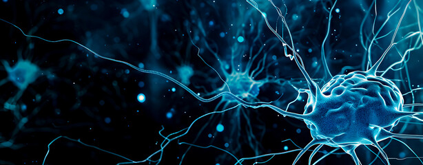 Brain neurons. Neurology. Brain activity. - obrazy, fototapety, plakaty
