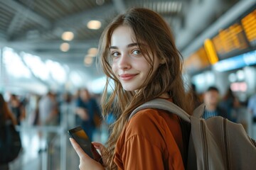 Backpacker with a gentle smile ready for the journey ahead.