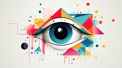 Minimal Geometric Eye Poster with Figures and Shapes AI Generated