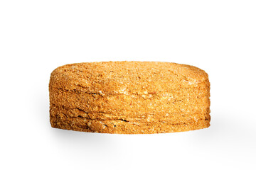 Big round Honey cake isolated on white background