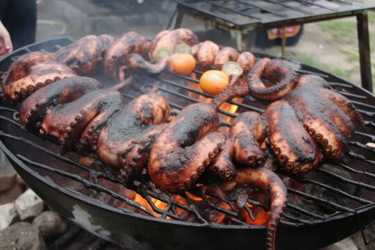 grilled octopus on the grill