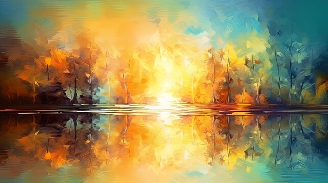 Emotional digital background in the style of painting with bright colors and soft transitions