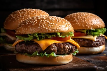 hamburger, hamburger on a plate, hamburger on a wooden table