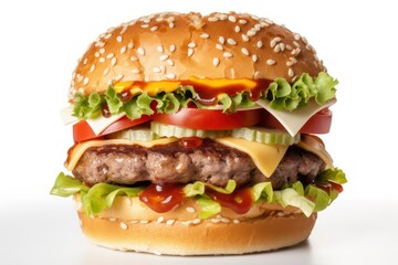 hamburger on a wooden table